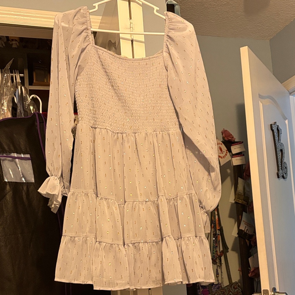 Altar'd State blue dress with Gold Highlights